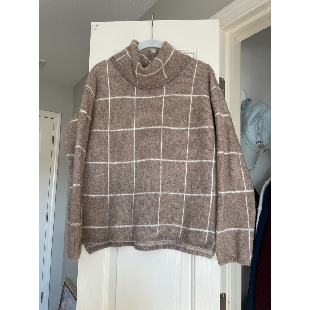 SOLD. Madewell | Windowpane Turtleneck Sweater